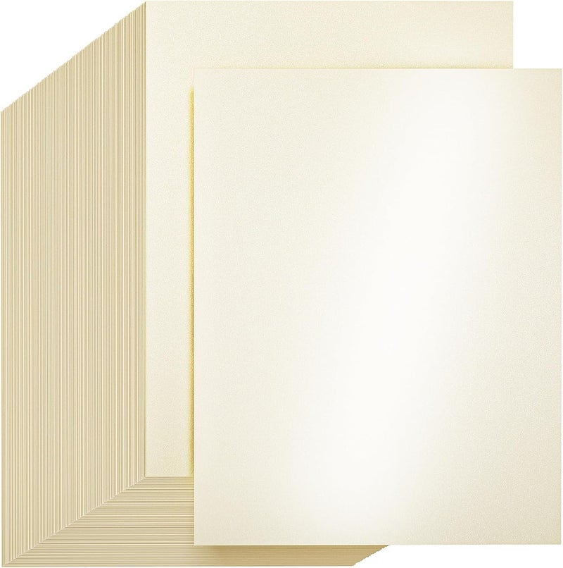 CREGEAR 100 Sheets Cream Shimmer Cardstock Printer Paper 8.5 x 11, 78lb/210gsm Glossy Card Stock, Premium Pearl Cardstock, Double Side Pearlescent Paper for DIY Craft, Christmas Card Making,Invitation - Image 1